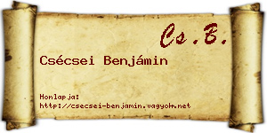 Csécsei Benjámin névjegykártya